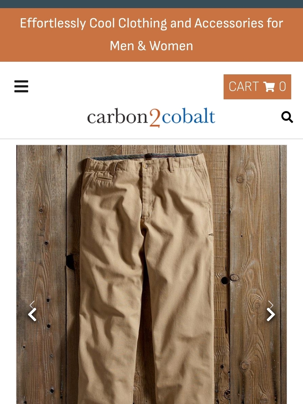 Carbon2Cobalt Men's Khaki Canvas Pants